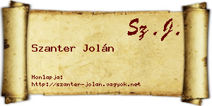 Szanter Jolán névjegykártya